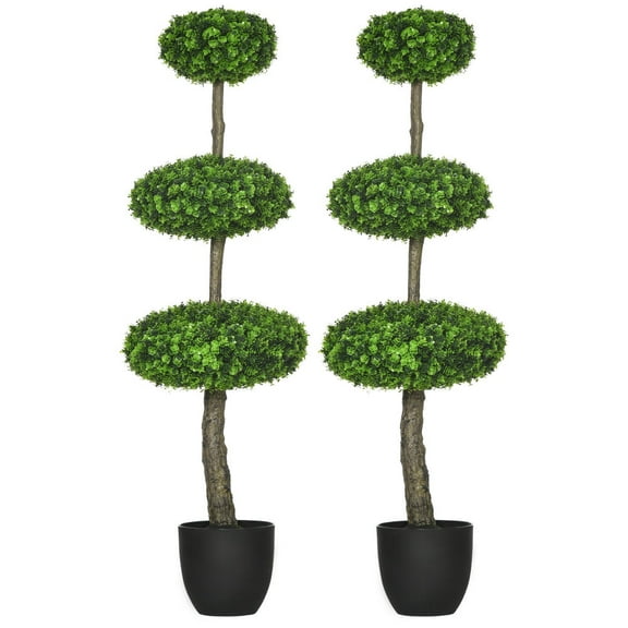 Demifill 2-Piece Artificial Boxwood Topiary Trees in Pots, 43.25 inch Faux Trees, Artificial Plants Faux Trees for Home Office, Living Room Decor, Green