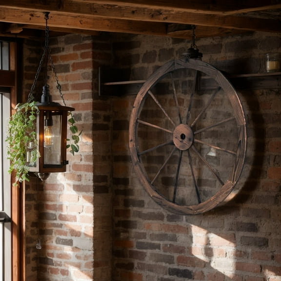 Demifill 2 Pieces 30 inch Decorative Vintage Wood Wagon Wheel, Modern Style Wood Wagon Wheel, High-Quality Material Wood Wagon Wheel for Outdoor as Garden, Brown