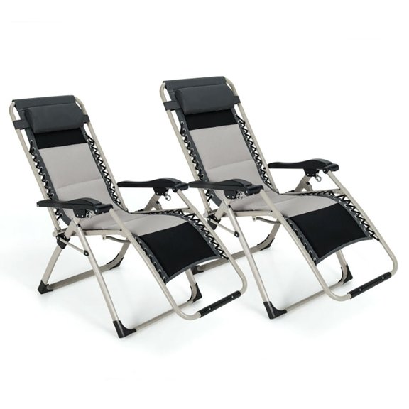 Demifill 2 Pieces Adjustable Padded Lounge Recliner with Removable Head Pillow, Black
