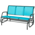 thumbnail image 1 of Demifill 3-Person Outdoor Patio Glider Bench, Porch Glider Swing with 3 Seats and Metal Frame, Breathable Mesh Fabric Bench for Outdoor, Blue, 1 of 1