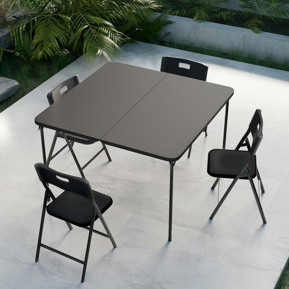 Demifill 33.5" Square Folding Multipurpose Card Table, Table with Padded Vinyl Top, Portable Folding Game Table for 4 Players, Black Demifill 33.5" Square Folding Multipurpose Card Table, Table with Padded Vinyl Top, Portable Folding Game Table for 4 Players, Black