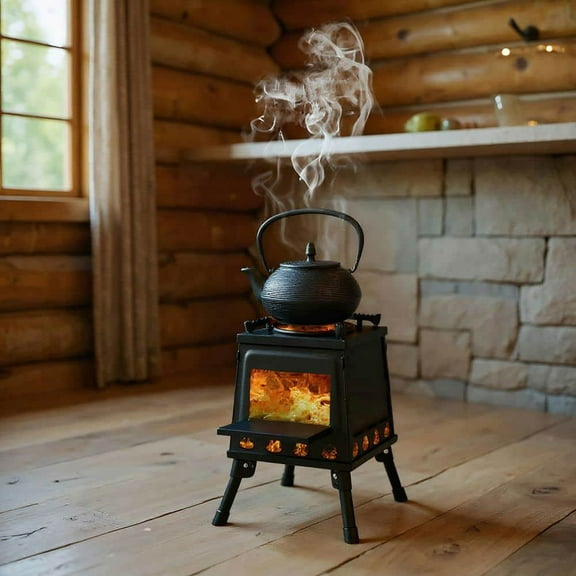 Demifill 36*36*46.5cm Wood Detachable Camping Stove, Portable Camping Stove with Sheet Packaging for Outdoor Camping, Black