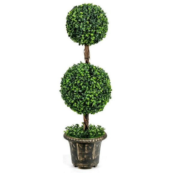 Demifill 36 Inch Artificial Double Ball Tree Indoor and Outdoor UV Protection, Lightweight Lifelike Ball Tree, Artificial Plant with Realistic Leaves for Indoor and Outdoor, Green