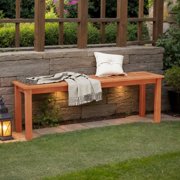 Demifill 47 Inch Patio Wood Bench, Bench with Slatted Seat 2-Person for Outdoor as Garden, Backyard, Porch, Brown