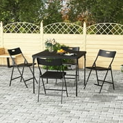 Demifill 5-Piece Folding Card Table and Chairs Set, Outdoor Dining Table Chair Set with 33.5 inch Square Table and 4 Chairs, Portable Card Table with Chairs Set of 4 for Outdoor Use, Black