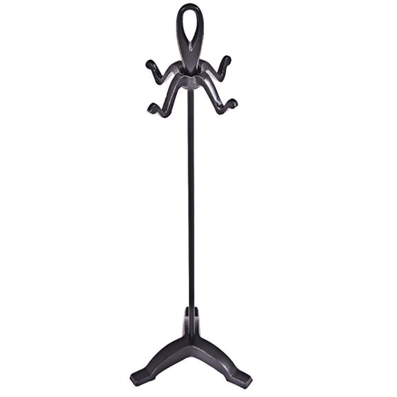 Demifill 5 Pieces Rustic Heavy Duty Compact Wrought Iron Fireplace Tools Set, Space-saving Storage and Practical Function Fireplace Tools, Black