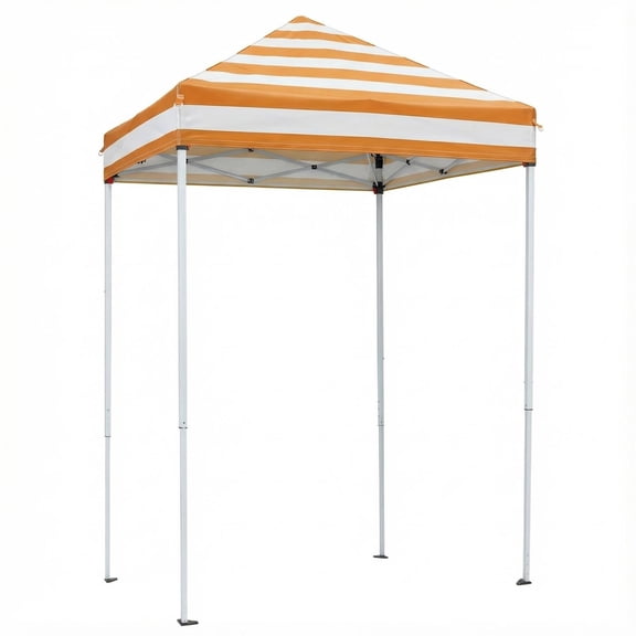 Demifill 5X5FT Outdoor Canopy with 4 Sidewalls, 210D Oxford Fabric Adjustable Height Powder-Coated Steel Frame, Pre-Drilled Holes, White & Orange - Great for Outdoor Events