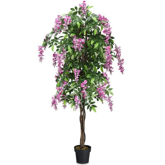 Demifill 6-Feet Tall Artificial Flower, Artificial Wisteria Silk Indoor-Outdoor Tree, 6-Feet Artificial Plant Fake Wistera Tree Realistic Greenery Decor for Indoor and Outdoor, Green