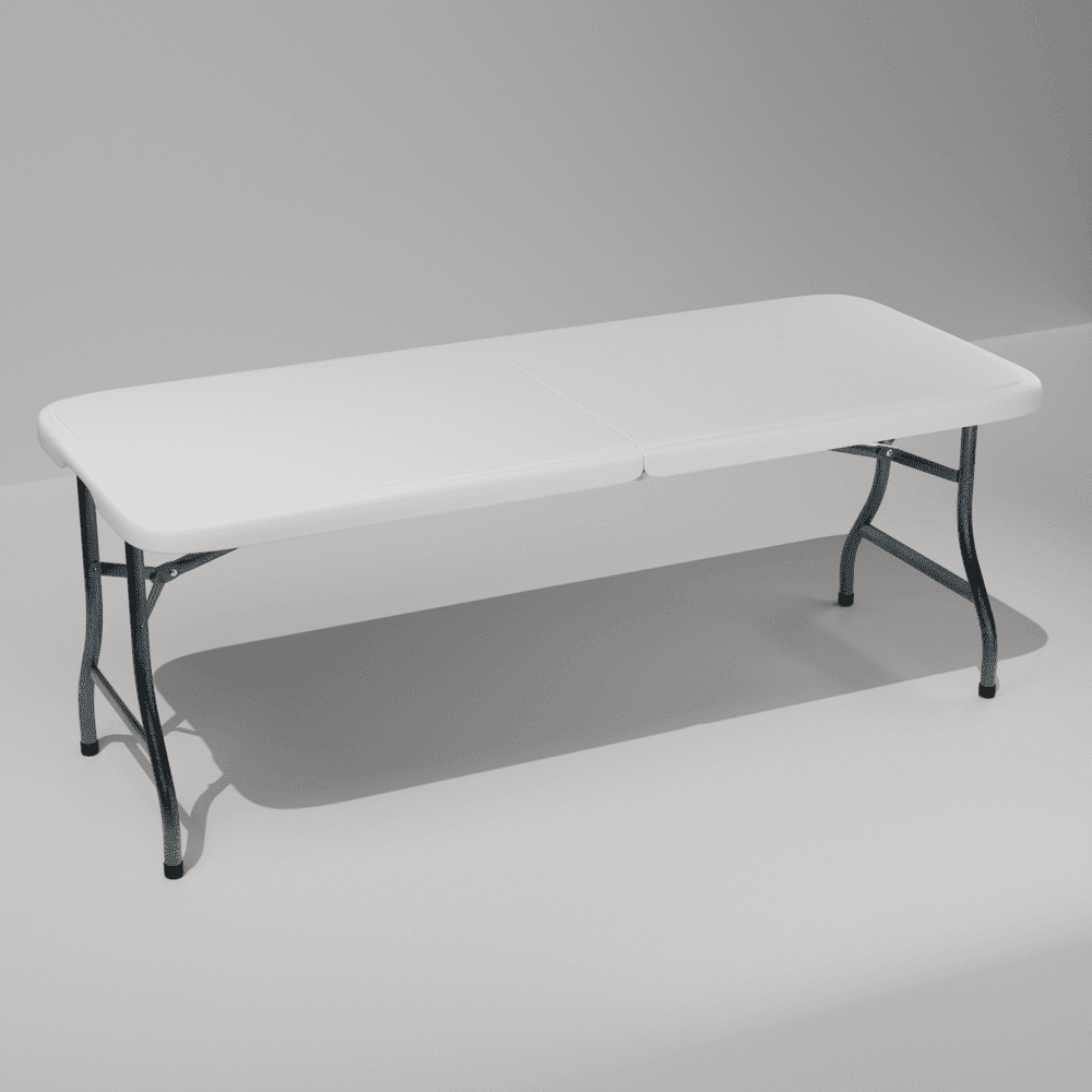 Demifill 6 Ft Plastic Folding Table, Portable Collapsible Table with Lock and Handle, Outdoor Foldable Picnic Table for Party, Hiking, Patio, Banquet, Wedding, Camping, White