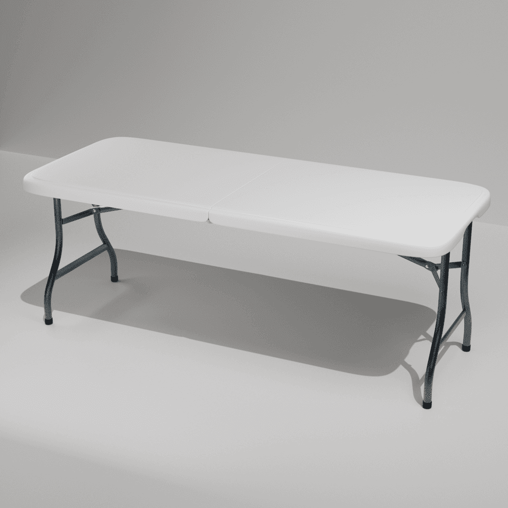 Demifill 6 Ft Plastic Folding Table with Lock and Handle, Portable Picnic Table for Outdoor Camping, Party, Wedding, Picnic, White