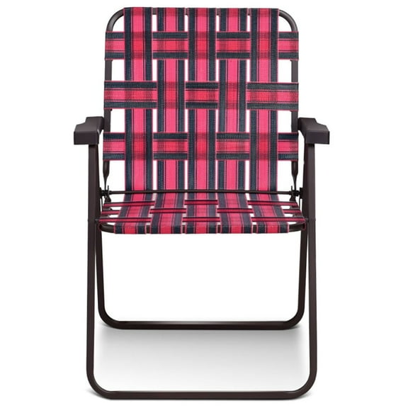 Demifill 6 Pieces Folding Beach Chair Camping Lawn Webbing Chair, Red