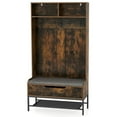 Demifill 69 Inches Tall Hall Tree 4in1 Coat Rack with Seat Cushion