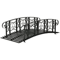 Demifill 6Feet Metal Arch Backyard Garden Bridge with 660 lbs. Weight Capacity, Safety Siderails, Vine Motifs, Easy Assembly for Backyard Creek, Stream, Pond, Black