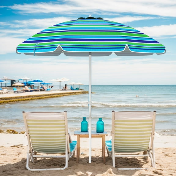 Demifill 7.2 Feet Portable Outdoor Beach Umbrella, Shade with Sand Anchor and Tilt Mechanism for Outdoor, Green