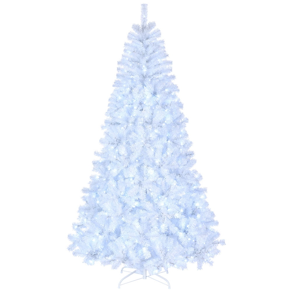 Demifill 7 Feet Christmas Tree with 1346 Branches, Automatic Tree Structure PVC Christmas Tree with 500 Lights Cool Color 8 Modes, Christmas Tree White for Holiday Decorate, White