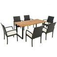 Demifill 7 Pieces Patio Rattan Dining Set with Ergonomic Backrests and