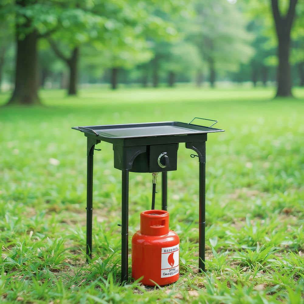 Demifill 75000-BTU Single Burner, High Pressure Propane Gas Cooker, Portable Cast Iron Cooking Burner, Camping Stove for Outdoor Camping, Black