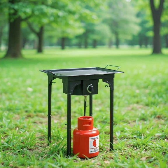 Demifill 75000-BTU Single Burner, High Pressure Propane Gas Cooker, Portable Cast Iron Cooking Burner, Camping Stove for Outdoor Camping, Black