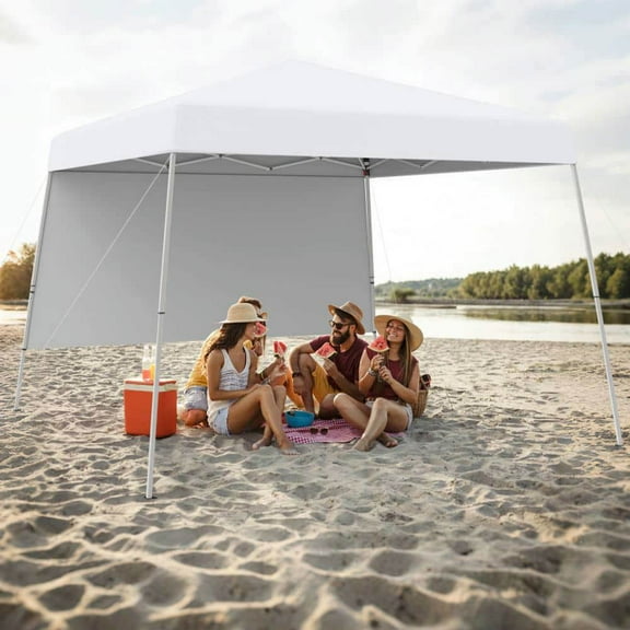 Demifill 8 X 8 Feet Pop up Canopy Tent, Canopy with 1 Sidewall and Portable Backpack for Outdoor as Garden, Backyard, Porch, White