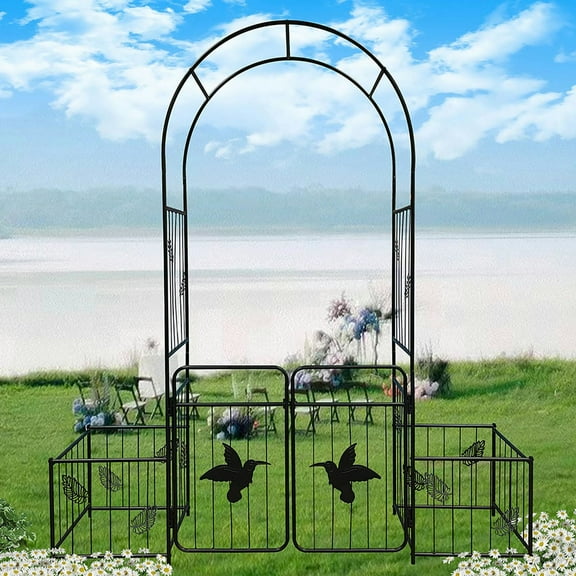 Demifill 87.6 inch High Metal Garden Arch, Trellis Climbing Plants Support Arch Outdoor Arch Wedding Arch Party Events Archway, Black