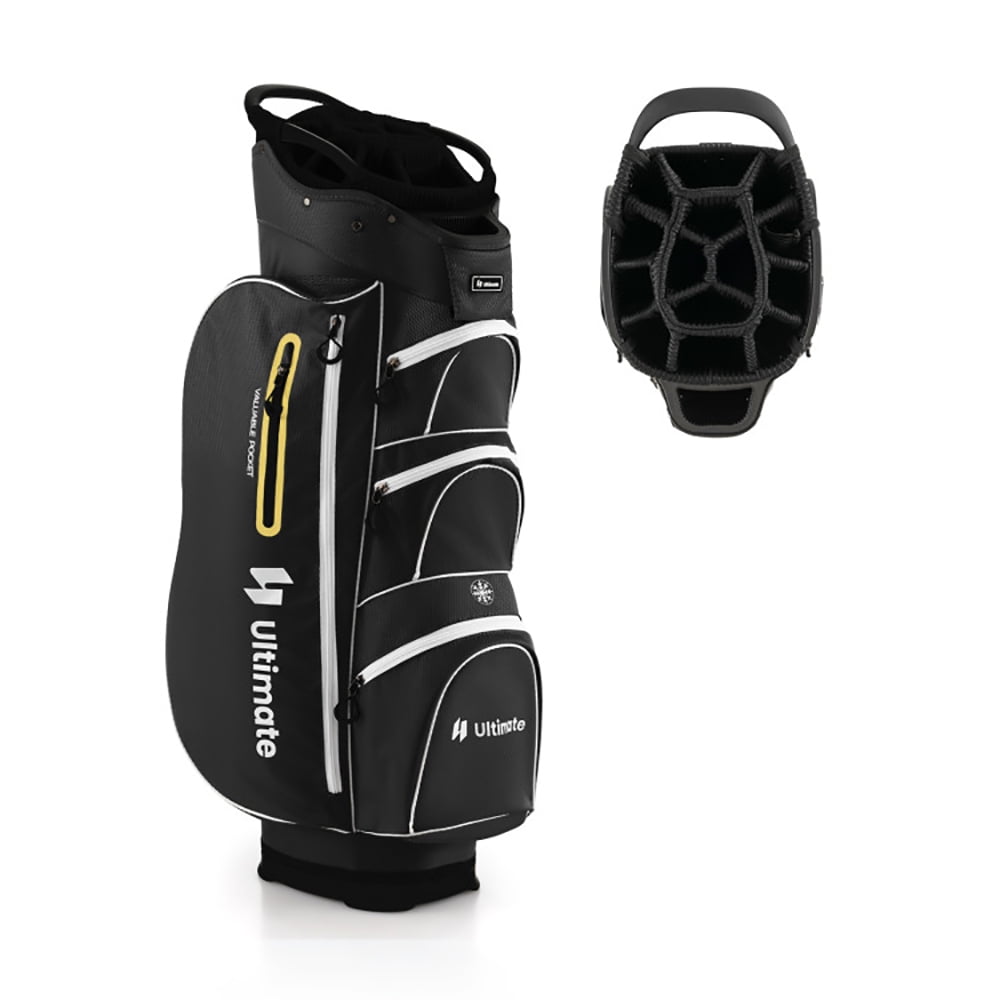Demifill 9.5 Inch Lightweight Golf Cart Bag with 15 Way Top Dividers, Lightweight Golf Clubs Bag with 7 Zippered Pockets, Portable Golf Carry Bag for Outdoor, Black