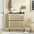 thumbnail image 1 of Demifill Bedroom 4 Drawer Dresser, Mid-Century Modern Chest of Drawers, Wooden Nightstand, Corrugated Recessed Side Table for Indoor as Bedroom, Brown, 1 of 1