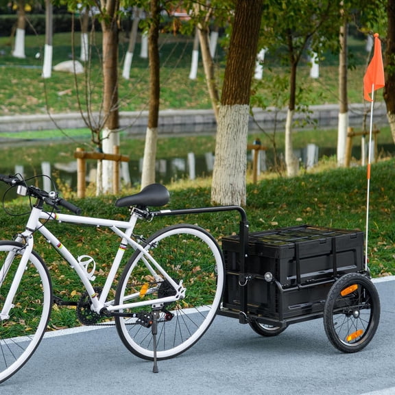 Demifill Bike Cargo Trailer - Black, Removable Storage Box & Galvanized Bottom