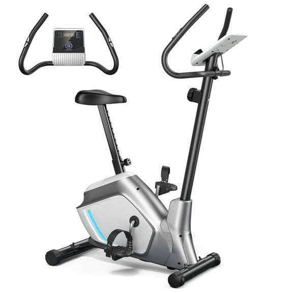 Demifill Exercise Bike, Folding Magnetic Upright Stationary Bike, Magnetic Stationary Upright Exercise Bike with LCD Monitor and Pulse Sensor, Perfect for Home Use, Gray