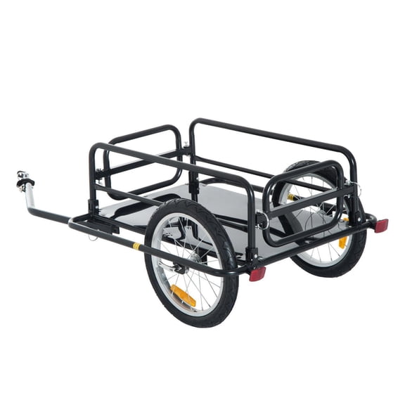 Demifill Foldable Bike Trailer - Black, 16 Inch Pneumatic Tire, Universal Coupler, Foldable Frame & Safe Reflectors, Large Load Capacity