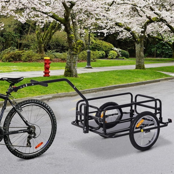 Demifill Folding Bicycle Cargo Storage Cart & Luggage Trailer - Black, With Hitch