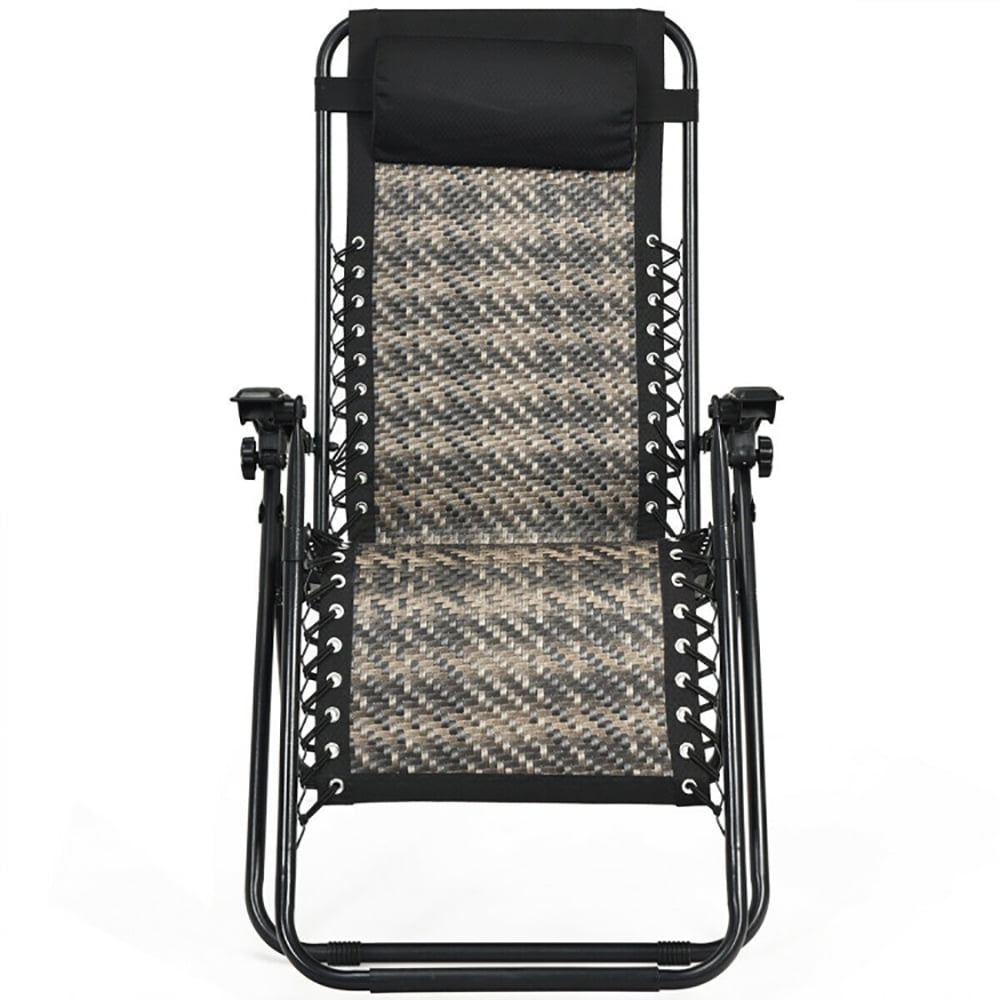 Demifill Folding Rattan Zero Gravity Lounge Chair with Removable Head ...