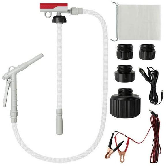 Demifill Fuel Transfer Pump for Flow Control and Stop, Transfer Pump with Nozzle for Cars, Trucks, Red
