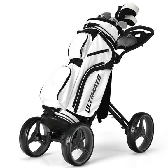 Demifill Golf Push Cart, Foldable Walking Golf Cart, Lightweight Portable Golf Trolley, 4 Wheel Golf Push Cart with Brake Scoreboard Adjustable Handle, Gray