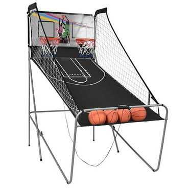 Demifill Indoor Double Electronic Basketball Game, Indoor Kids Basketball Hoop Arcade with 4 Balls, Electronic Basketball Game for Indoor, Gray