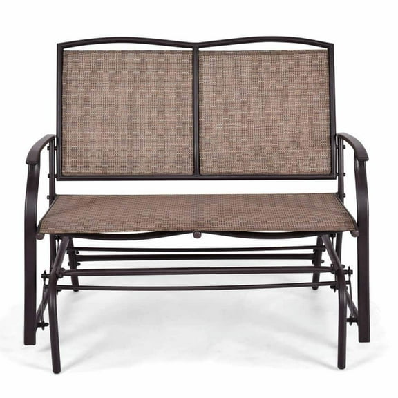 Demifill Iron Patio Rocking Chair, Glider for Outdoor Backyard and Lawn, Brown