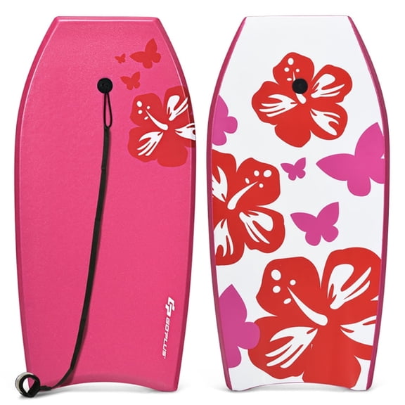 Demifill Lightweight Body Board, Lightweight Bodyboard Surfing with Leash EPS Core Boarding IXPE-L, Perfect Surfing for Kids Teens and Adults, Pink