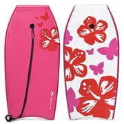 Demifill Lightweight Body Board, Lightweight Bodyboard Surfing with Leash EPS Core Boarding IXPE-M, Perfect Surfing for Kids Teens and Adults, Pink