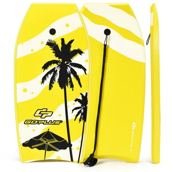 Demifill Lightweight Body Board, Lightweight Super Bodyboard Surfing with EPS Core Boarding-S, Perfect Surfing for Kids Teens and Adults, Yellow