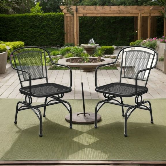 Demifill Outdoor Rocking Chair Set of 2, Patio Rocking Chair with Mesh Backrest and Seat for Outdoor as Garden, Backyard, Porch, Black