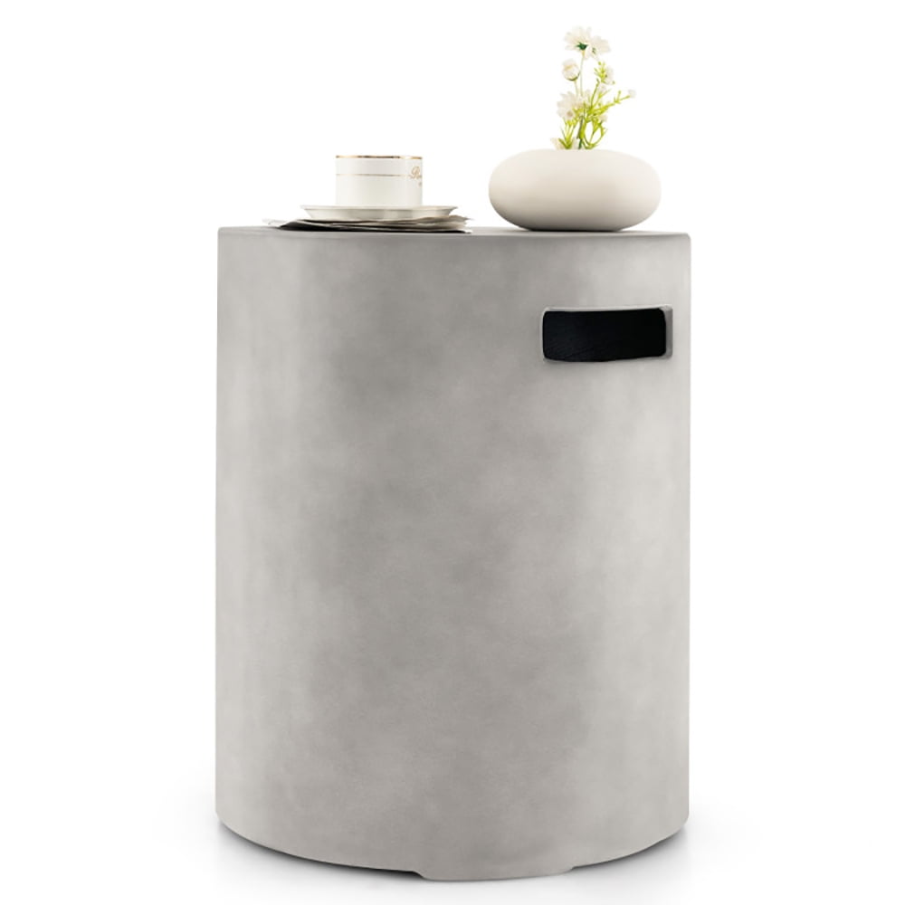 Demifill Outdoor Weather Resistant Tank Hideaway Table, Multi-Functional 2-in-1 Propane Tank Holder, Fits Standard 20 LBS Propane Gas Tank for Fire Pits, Grey