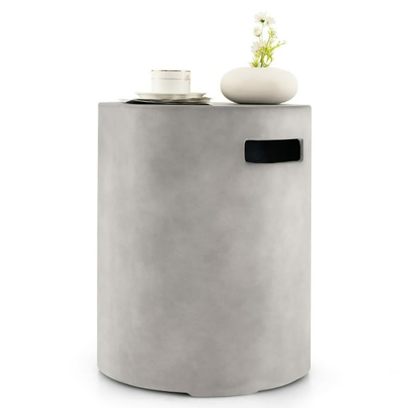 Demifill Outdoor Weather Resistant Tank Hideaway Table, Multi-Functional 2-in-1 Propane Tank Holder, Fits Standard 20 LBS Propane Gas Tank for Fire Pits, Grey