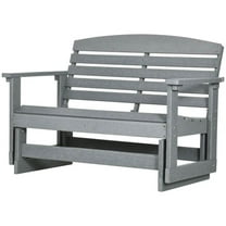 Demifill Patio Glider Bench, HDPE Slatted Double Rocking Chair for Balcony, Yard, Garden, Light Gray