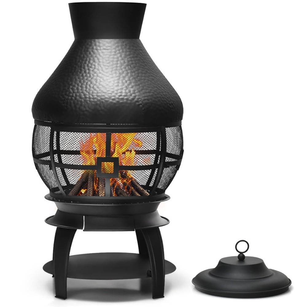 Demifill Patio Wood Burning Chimneys Fireplace, High-Quality Iron Chimenea Fireplace, Wood Burning Pits with 4 Thickened and Upgraded Iron Legs, Burning Pits for Outdoor, Black Demifill Patio Wood Burning Chimneys Fireplace, High-Quality Iron Chimenea Fireplace, Wood Burning Pits with 4 Thickened and Upgraded Iron Legs, Burning Pits for Outdoor, Black