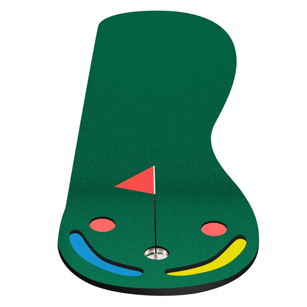 Demifill Putting Green Mats Set for Golf Putting Use, Included 3 Putting Cup Cutouts and 2 Built-In Hazards, Practicing Putt Green Carpet for Golf Putting Indoor Outdoor, Green