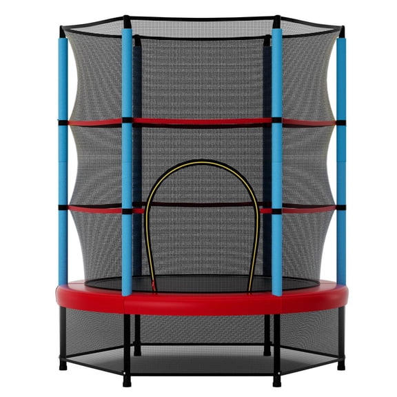 Demifill Recreational Trampoline, Foam-Covered Poles, Tear-Resistant Net, U-Shaped Zipper Entrance, Navy