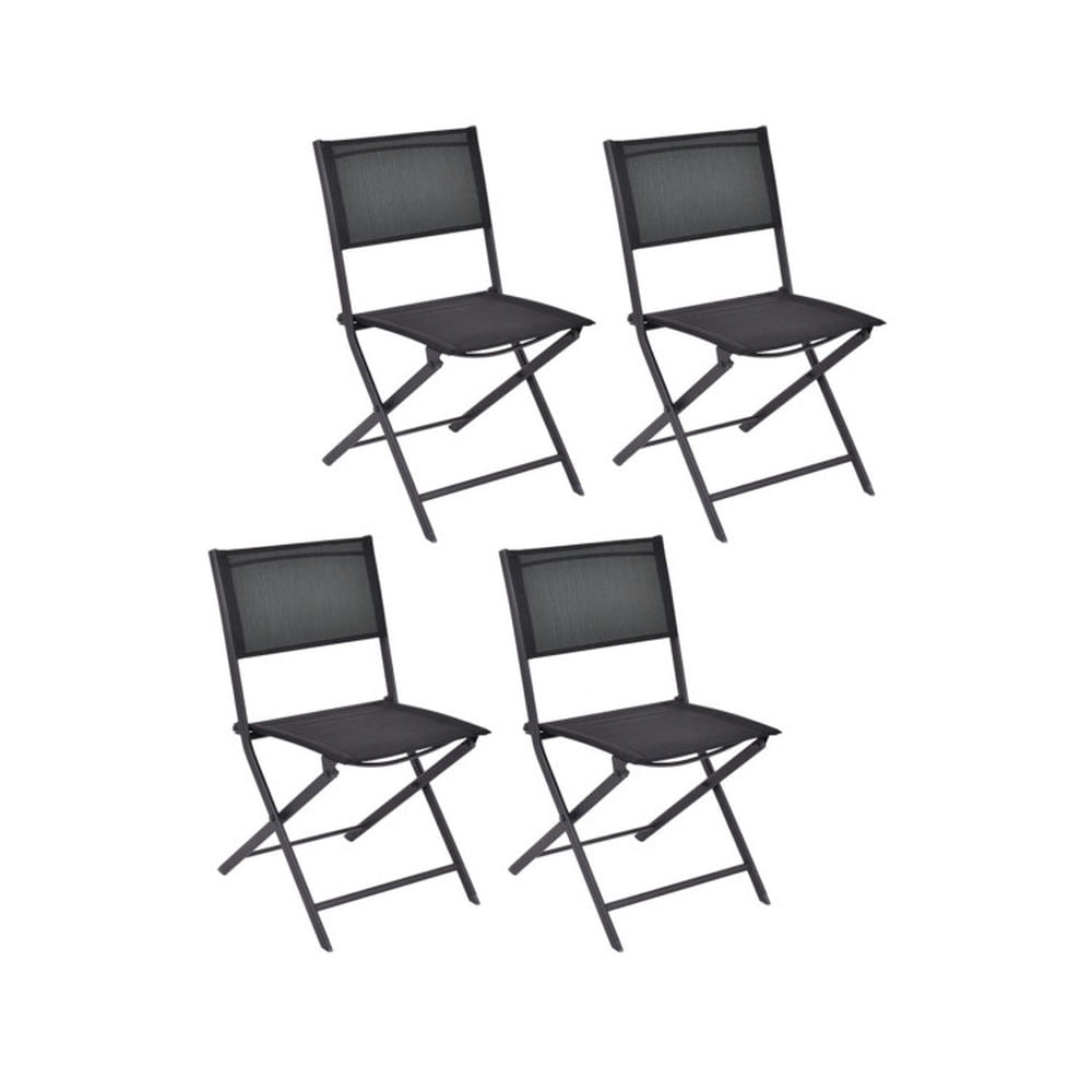 Demifill Set of 4 Outdoor Patio Folding Chairs, Outdoor Ergonomic Seating Chairs, Space-Saving Foldable Chairs for Outdoor as Poolside, Garden, Patio, Yard, Black