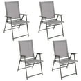 thumbnail image 1 of Demifill Set of 4 Patio Folding Chair Set, Folding Chairs with Rustproof Metal Frame, Patio Chairs with Strong 330 lbs Bearing Capacity, Reclining Patio Chairs for Outdoor, Gray, 1 of 6