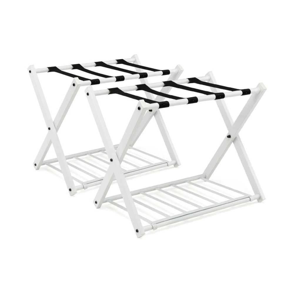 Demifill Set of 2 Folding Metal Luggage Rack Suitcase-White, Heavy-Duty Luggage Holder for Guest Room Bedroom Hotel Demifill Set of 2 Folding Metal Luggage Rack Suitcase-White, Heavy-Duty Luggage Holder for Guest Room Bedroom Hotel