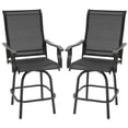 thumbnail image 1 of Demifill Set of 2 Outdoor Swivel Bar Stools with Armrests, Bar Height Patio Chairs with Steel Frame for Yard, Patio, Black, 1 of 11