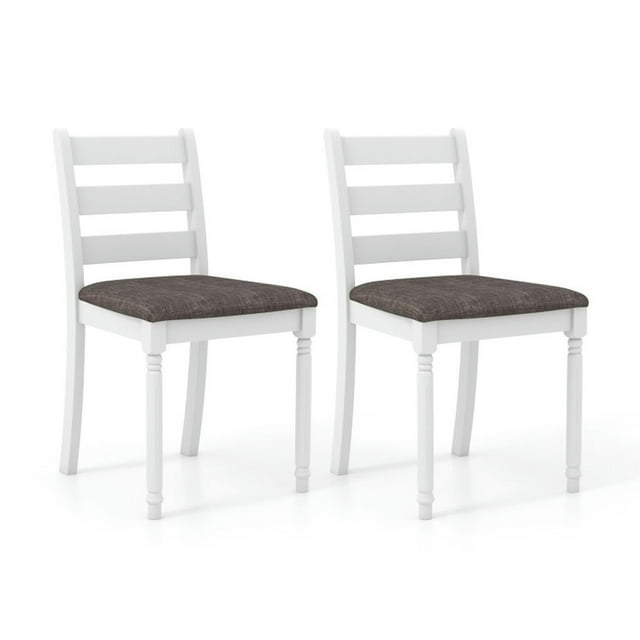 Demifill Set of 2 Rubber Wood Dining Chairs with Upholstered SeatWhite